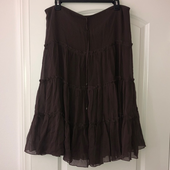 Express Dresses & Skirts - Express Brown Tiered A-Line Midi Skirt